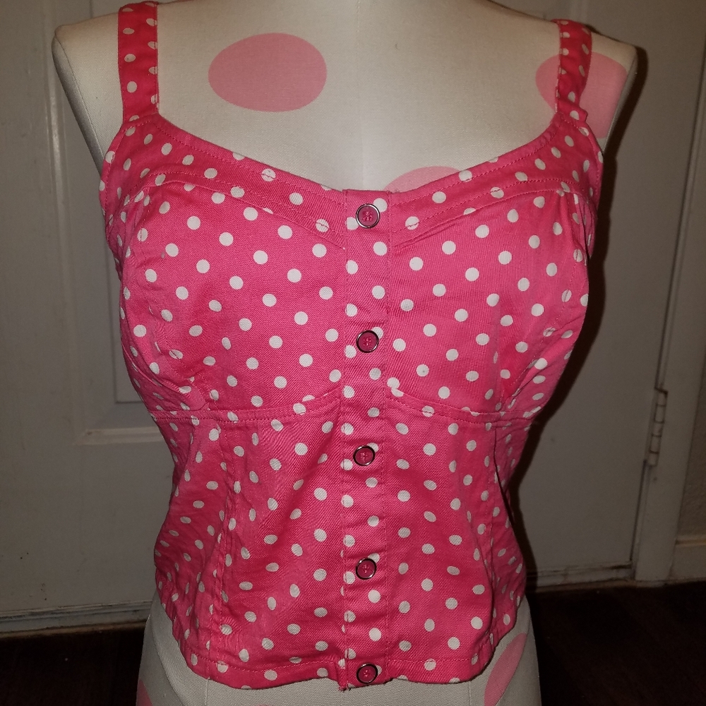 Pink Poka Dot Crop Top